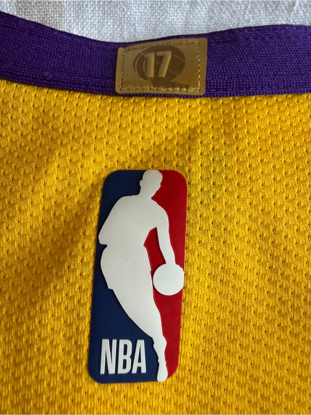 NBA Yellow and Purple Men's Basketball Jersey with NBA Logo Patch